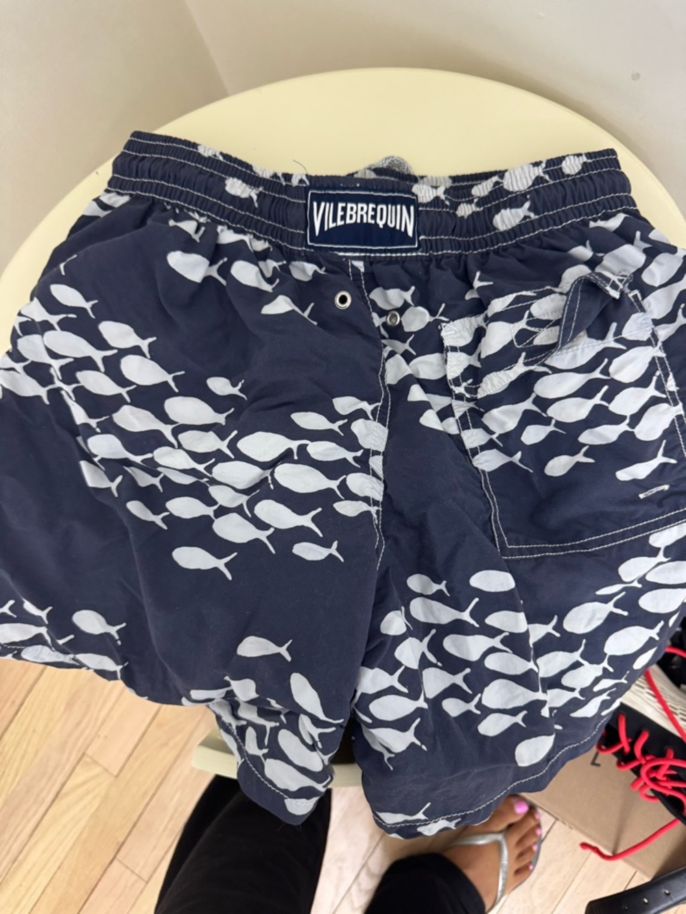 Vilebrequin Navy and White Fish-Pattern Swim Shorts